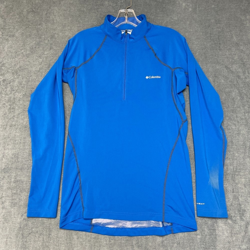 Columbia Sportswear Company Omni Heat Activewear Shirt Mens M Blue Quarter Zip